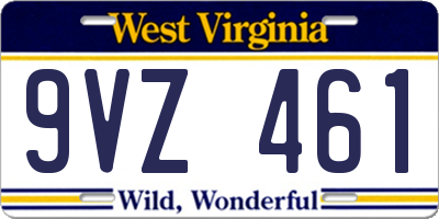 WV license plate 9VZ461