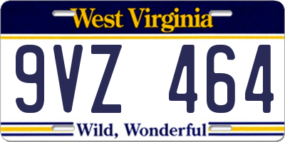 WV license plate 9VZ464