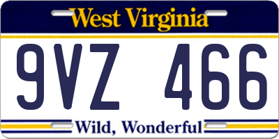 WV license plate 9VZ466