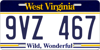 WV license plate 9VZ467