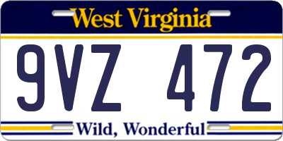 WV license plate 9VZ472