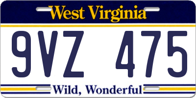 WV license plate 9VZ475