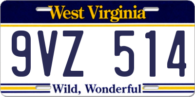 WV license plate 9VZ514