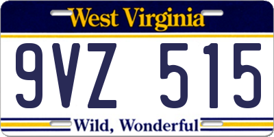 WV license plate 9VZ515