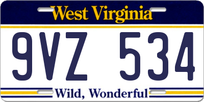 WV license plate 9VZ534
