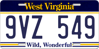 WV license plate 9VZ549