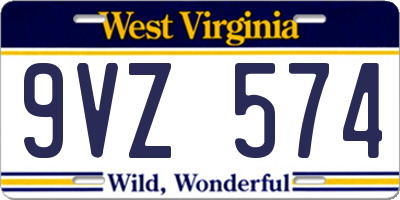 WV license plate 9VZ574
