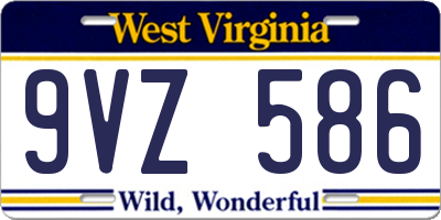 WV license plate 9VZ586