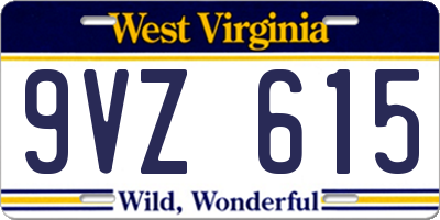 WV license plate 9VZ615