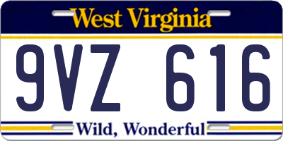 WV license plate 9VZ616