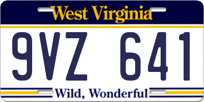 WV license plate 9VZ641