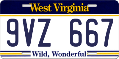 WV license plate 9VZ667