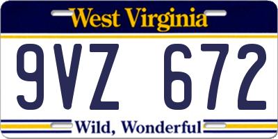 WV license plate 9VZ672