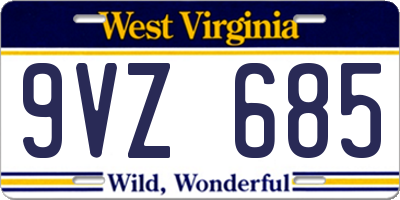 WV license plate 9VZ685