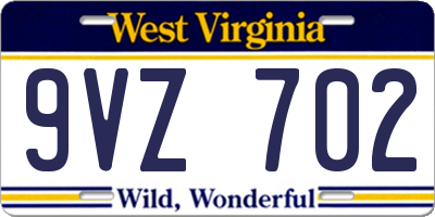 WV license plate 9VZ702