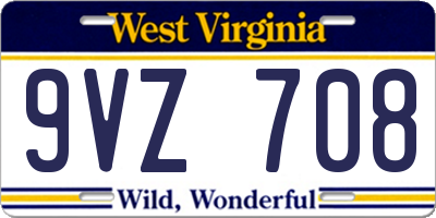 WV license plate 9VZ708