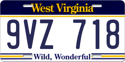 WV license plate 9VZ718