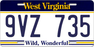 WV license plate 9VZ735