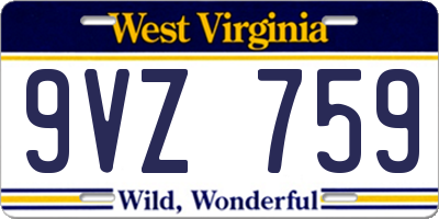 WV license plate 9VZ759