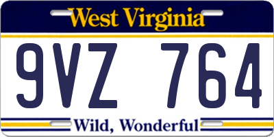 WV license plate 9VZ764