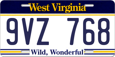 WV license plate 9VZ768