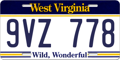 WV license plate 9VZ778