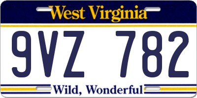 WV license plate 9VZ782