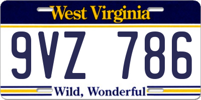 WV license plate 9VZ786