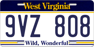 WV license plate 9VZ808