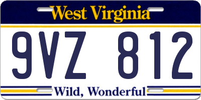 WV license plate 9VZ812