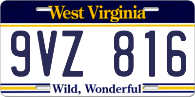 WV license plate 9VZ816