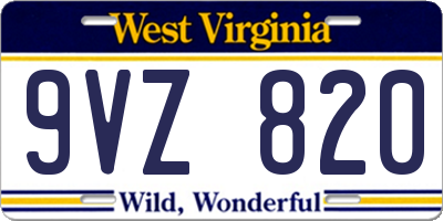 WV license plate 9VZ820