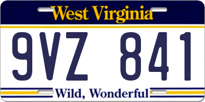 WV license plate 9VZ841
