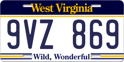 WV license plate 9VZ869