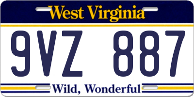WV license plate 9VZ887