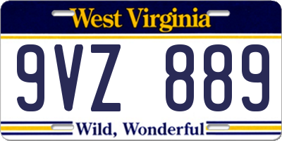 WV license plate 9VZ889