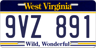 WV license plate 9VZ891