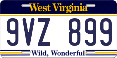 WV license plate 9VZ899