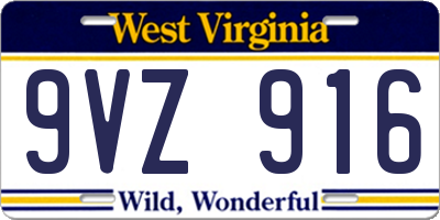 WV license plate 9VZ916