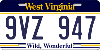 WV license plate 9VZ947