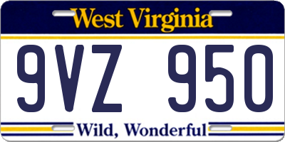 WV license plate 9VZ950