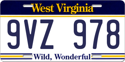 WV license plate 9VZ978