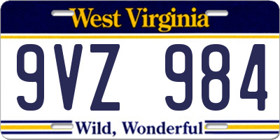 WV license plate 9VZ984