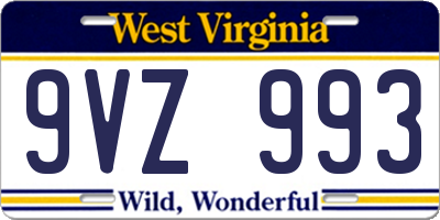WV license plate 9VZ993