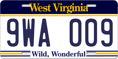 WV license plate 9WA009