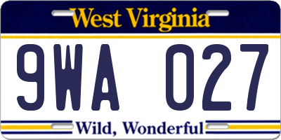 WV license plate 9WA027