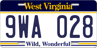 WV license plate 9WA028