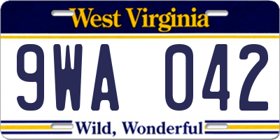 WV license plate 9WA042