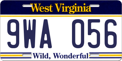 WV license plate 9WA056