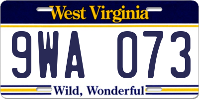 WV license plate 9WA073
